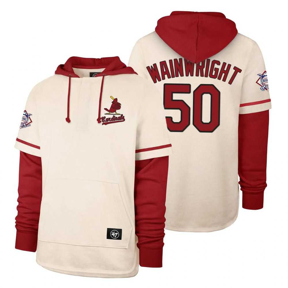 Men St.Louis Cardinals 50 Wainwright Cream 2021 Pullover Hoodie MLB Jersey